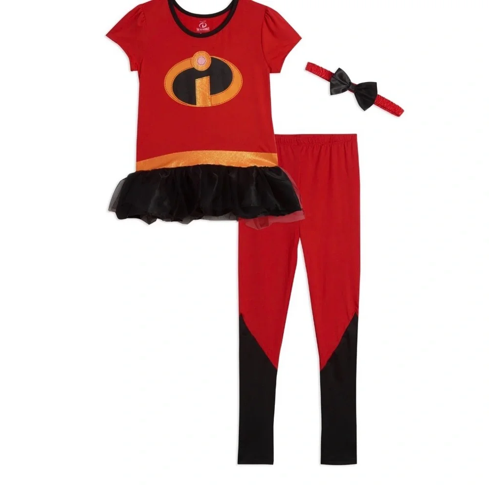 Disney Pixar The Incredibles Girls Cosplay Shirt & Leggings Set Size 5T